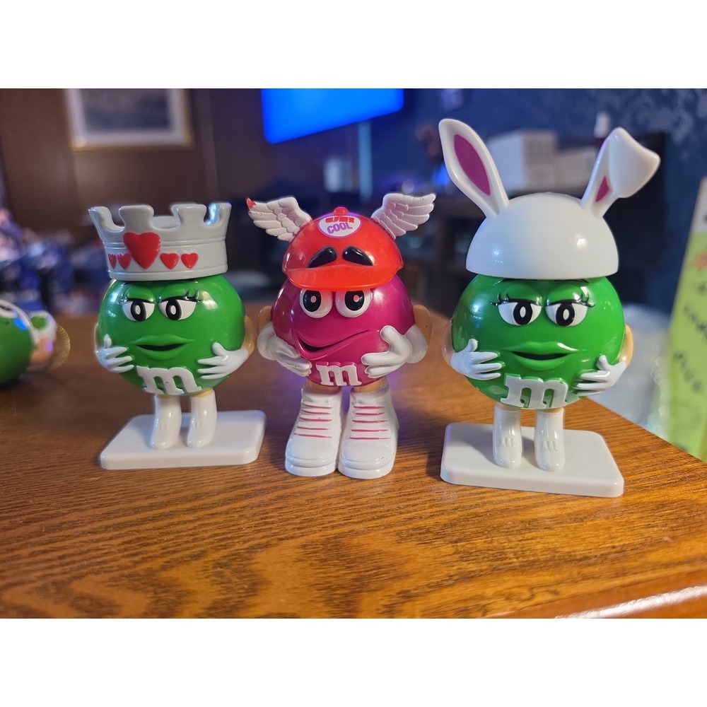 M&M'S Mini's Candy‎ Dispensers (3) Christmas Green & Pink Empty